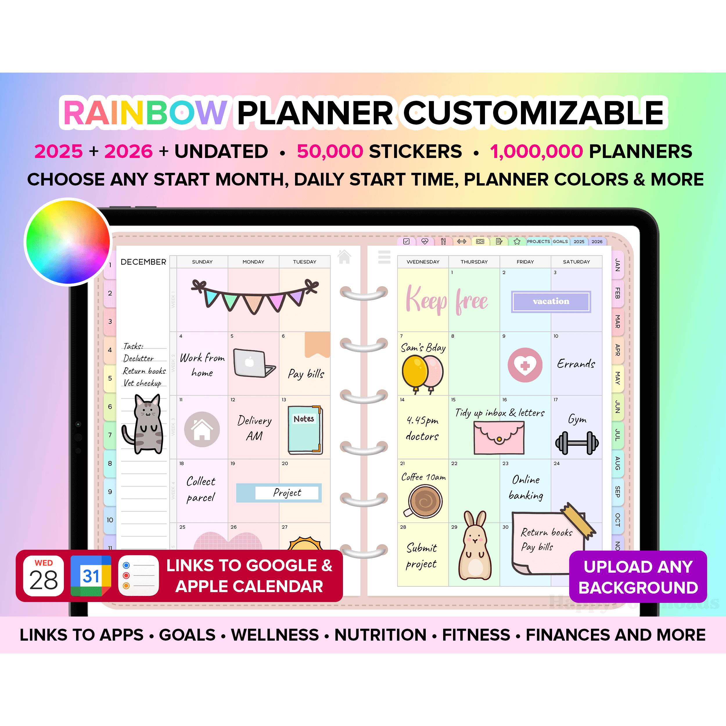 Digital Planner 2025 2026 Undated Goodnotes Planner iPad Planner Daily Weekly Planner Digital Journal ADHD Planner Goodnotes Template