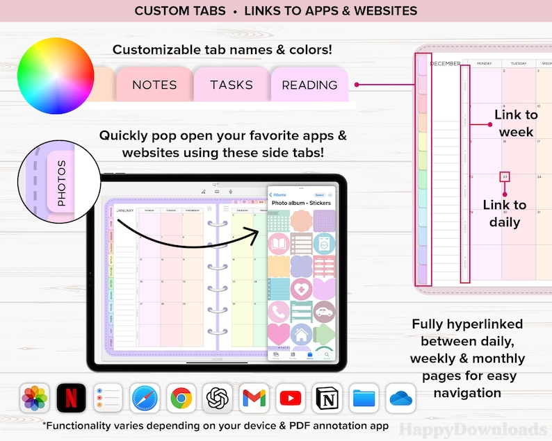 Digital Planner 2026 2027 Undated Goodnotes Planner iPad Planner Daily Weekly Planner Digital Journal ADHD Planner Goodnotes Template image 3