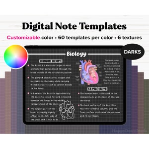 Modelli di carta per appunti digitale, fogli per appunti digitali, modello per prendere appunti su iPad, quaderno per studenti, quaderno digitale per iPad, orizzontale, CARTA SCURA
