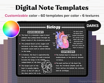 Digital Notepaper Templates, Digital Note Papers, iPad Note Taking Template, Student Notebook, iPad Digital Notebook, Landscape, DARK PAPER