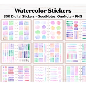 Watercolor Digital Stickers, Watercolor Stickers, Goodnotes Stickers, OneNote Stickers, Digital Planner Stickers, Digital Journal Stickers