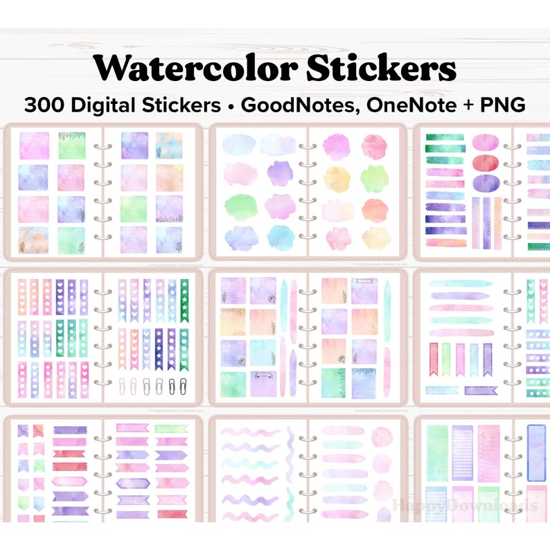 Watercolor Digital Stickers, Watercolor Stickers, Goodnotes Stickers ...