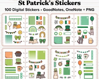 St Patrick's Day digitale stickers, St Patricks stickers, vakantiestickers, Goodnotes stickers, OneNote stickers, digitale planner stickers