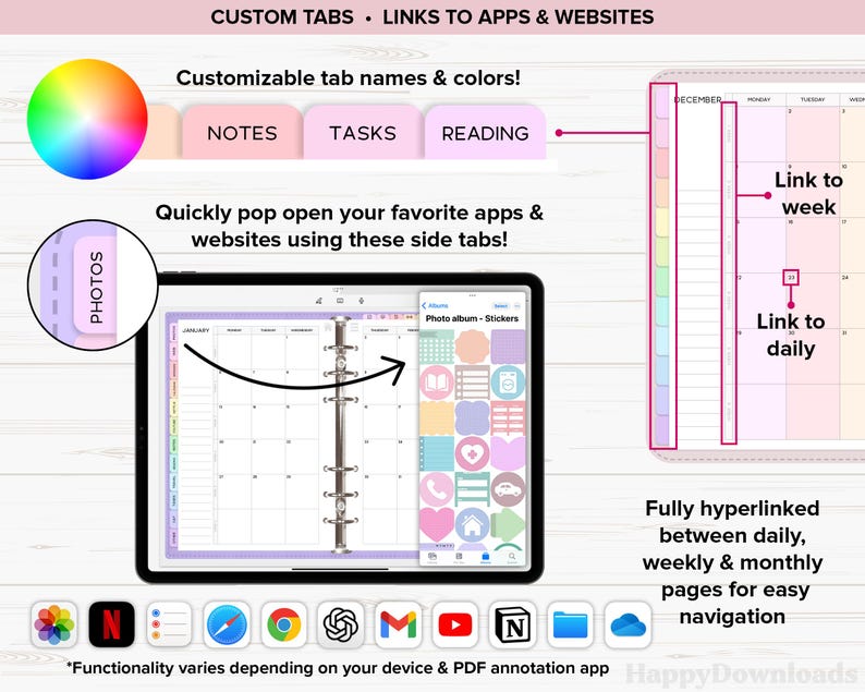 Digitaler Planer 2026/2027, undatiert, iPad-Planer, Goodnotes-Planer, digitales Tagebuch, Tagesplaner, Wochenplaner, ADHS-Planer Bild 3