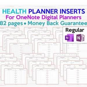 Health Fitness Wellness OneNote Digital Planner Templates Inserts Pack REGULAR