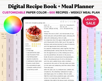 Digital Recipe Book, Digital Recipe Journal, Goodnotes Recipe Template, Digital Cookbook, Recipe Planner, Digital Meal Planner