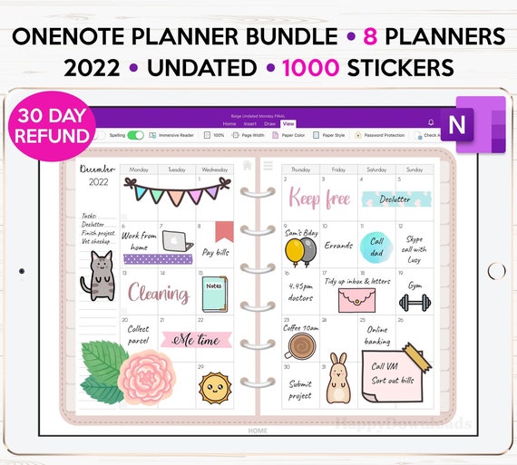 Onenote Digital Planner Bundle Hyperlinked Dated 2022 & | Etsy