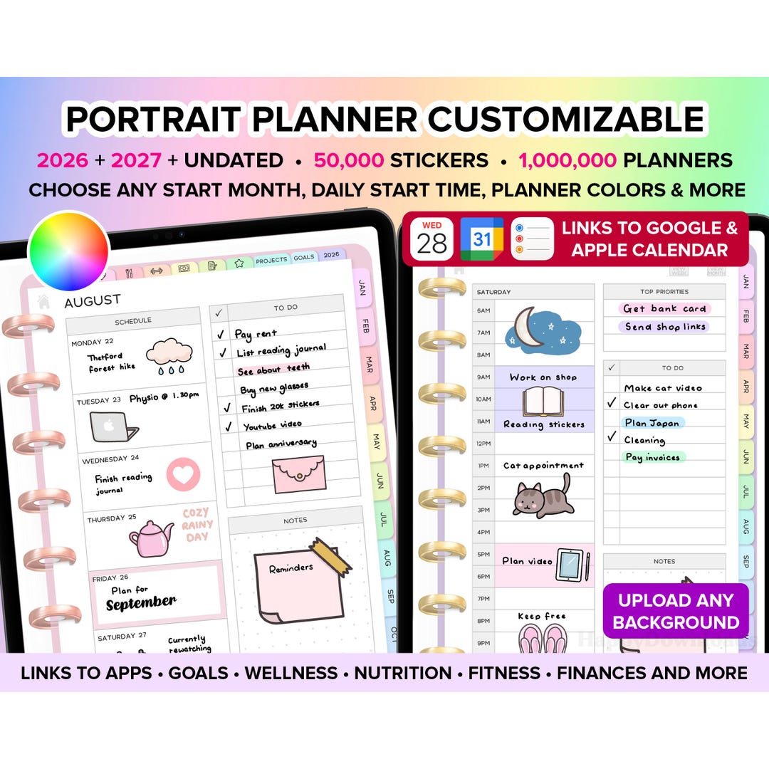 Digital Planner 2026 2027 Undated Planner Digital Journal ADHD Planner ...