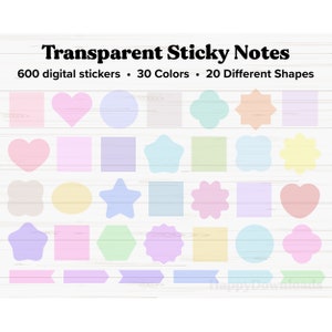 Adesivi digitali trasparenti, note adesive digitali, adesivi per pianificatori digitali, adesivi Goodnotes, appunti digitali, note digitali