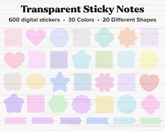 Transparent Digital Stickers, Digital Sticky Notes, Digital Planner Stickers, Goodnotes Stickers, Digital Note Taking, Digital Notes