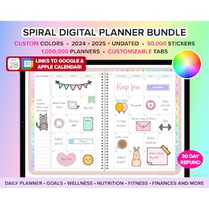 Digital Planner 2024 2025 Undated Digital Planner Goodnotes Planner iPad Planner Digital Notebook Digital Journal Daily Planner ADHD Planner