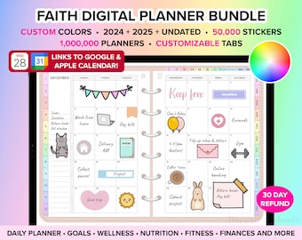 Faith Digital Planner 2024 2025 Undated Christian Planner Daily Weekly Goodnotes Planner iPad Planner Bible Study Planner Digital Journal