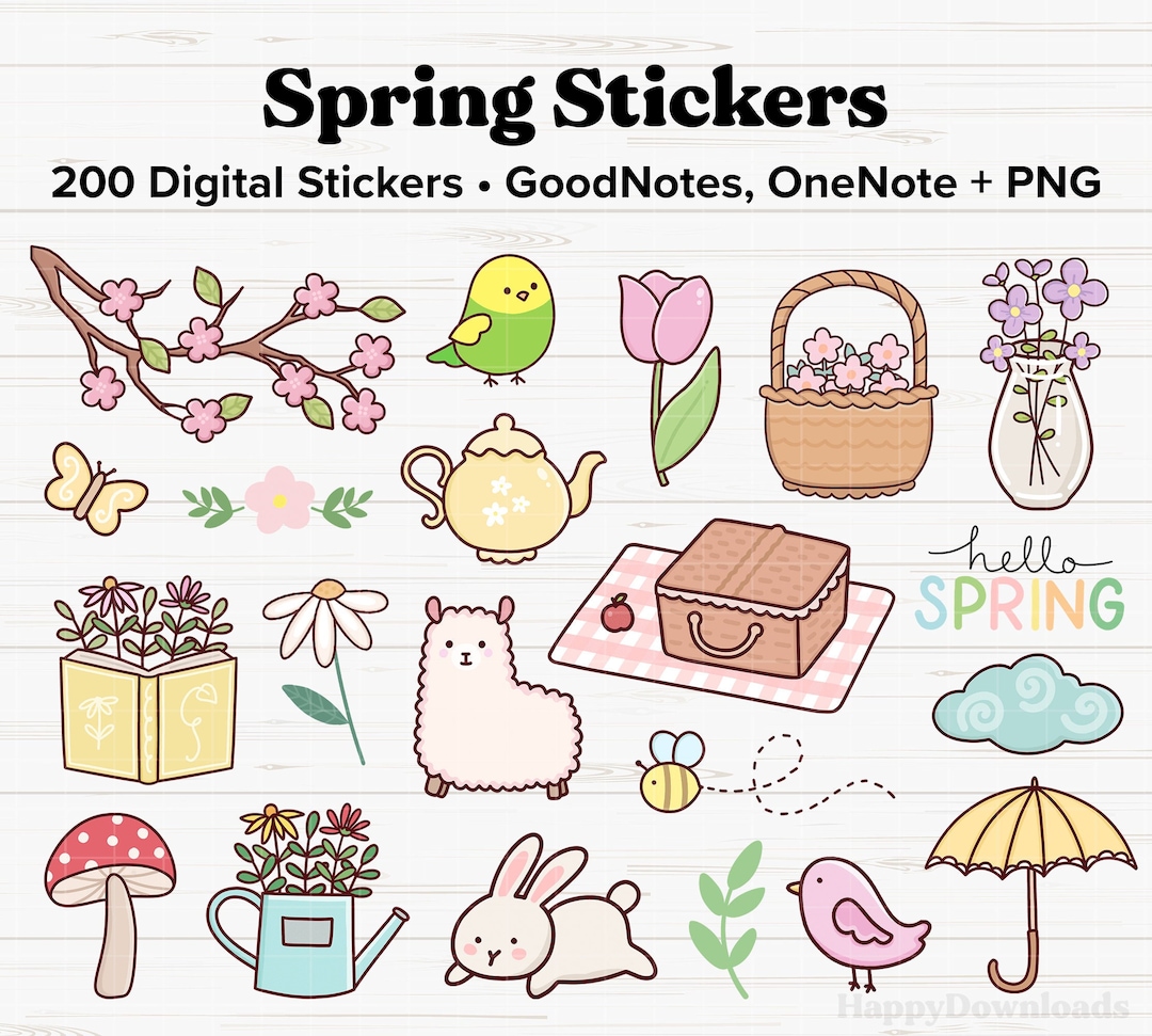 Spring Digital Stickers Spring Stickers Seasonal Stickers - Etsy