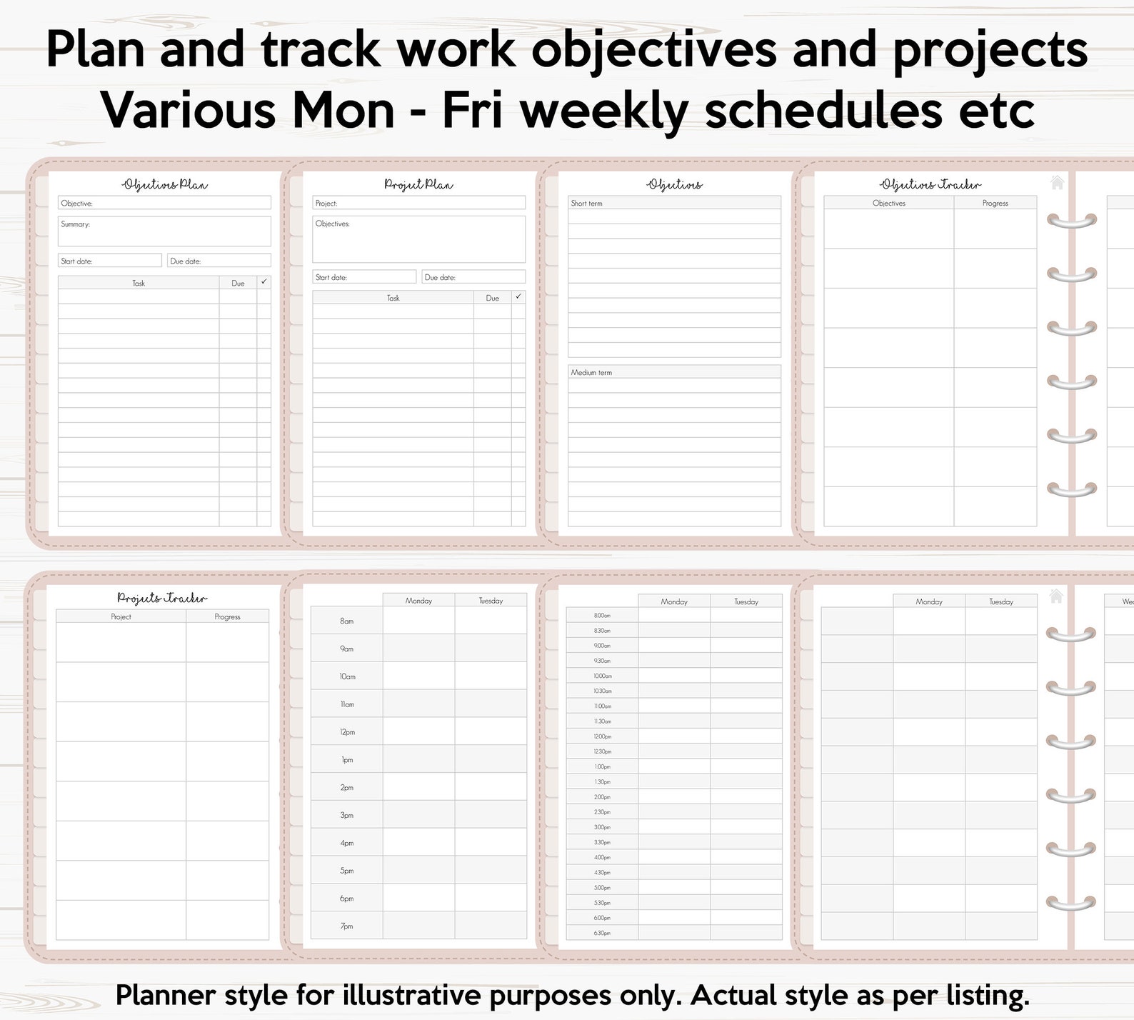 Work Onenote Digital Planner Templates Inserts Pack NOTEBOOK - Etsy