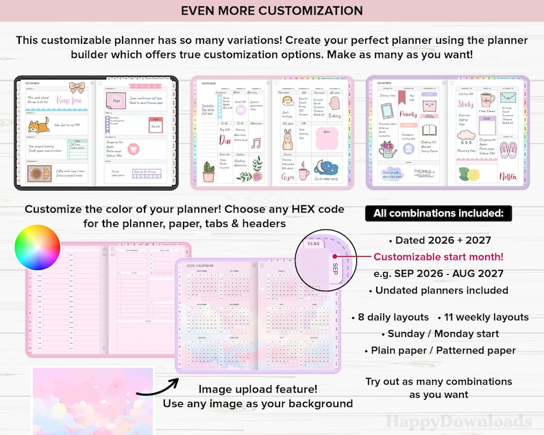 Digital Planner 2026 2027 Undated iPad Planner Goodnotes Planner Daily Planner Weekly Planner Digital Journal Digital Notebook ADHD Planner image 2