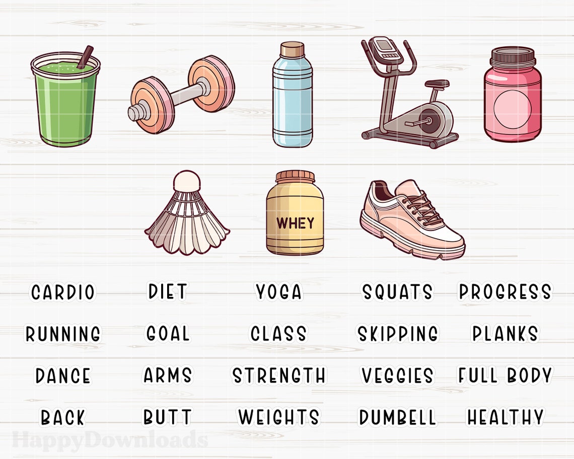 Exersice Sticker Fitness Stickers Digital, Exercise Stickers, Gym Stickers, Workout ...