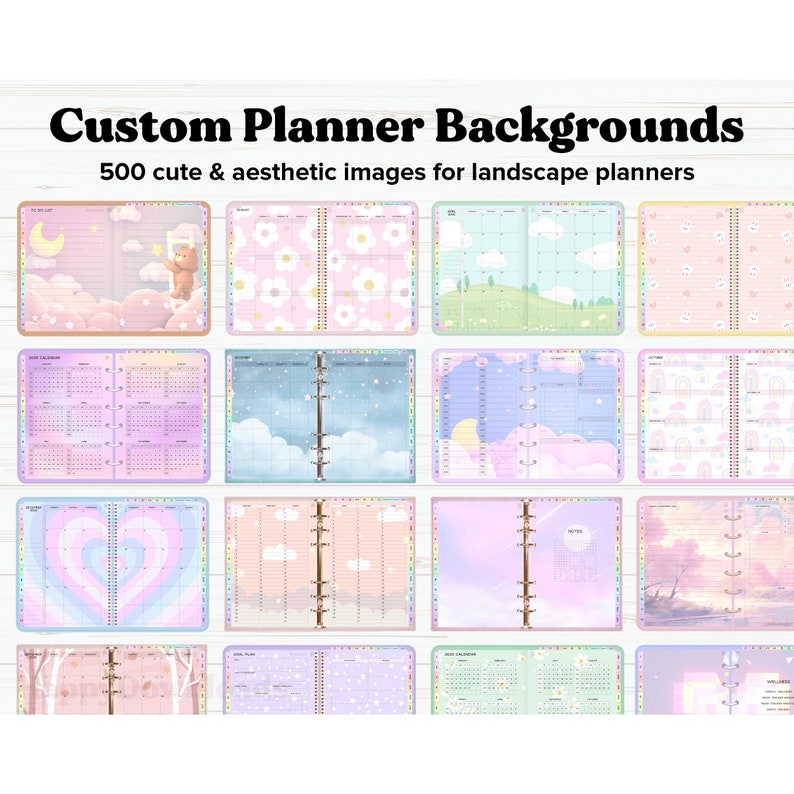 Anpassad samling av bakgrunder för planeringskalendern för HappyDownloads Landscape Digital Planners bild 1