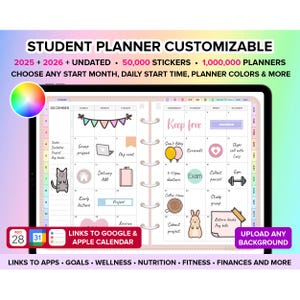 Student Digital Planner 2025 2026 Undated, Student Planner, Goodnotes Planner, iPad Planner, Academic Planner, Daily Planner for Students