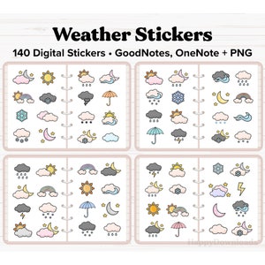 Weather Digital Stickers, Weather Stickers, Digital Planner Stickers, Seasons Digital Journal Stickers, Goodnotes Stickers, OneNote Stickers