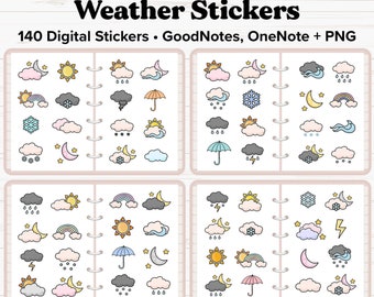 Weather Digital Stickers, Weather Stickers, Digital Planner Stickers, Seasons Digital Journal Stickers, Goodnotes Stickers, OneNote Stickers