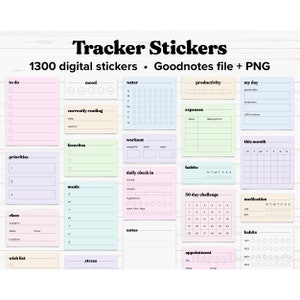 Trackers Digital Stickers, Digital Sticky Notes, Tracker Stickers, Digital Planner Stickers, Pre-cropped Goodnotes Elements, Planner Widgets