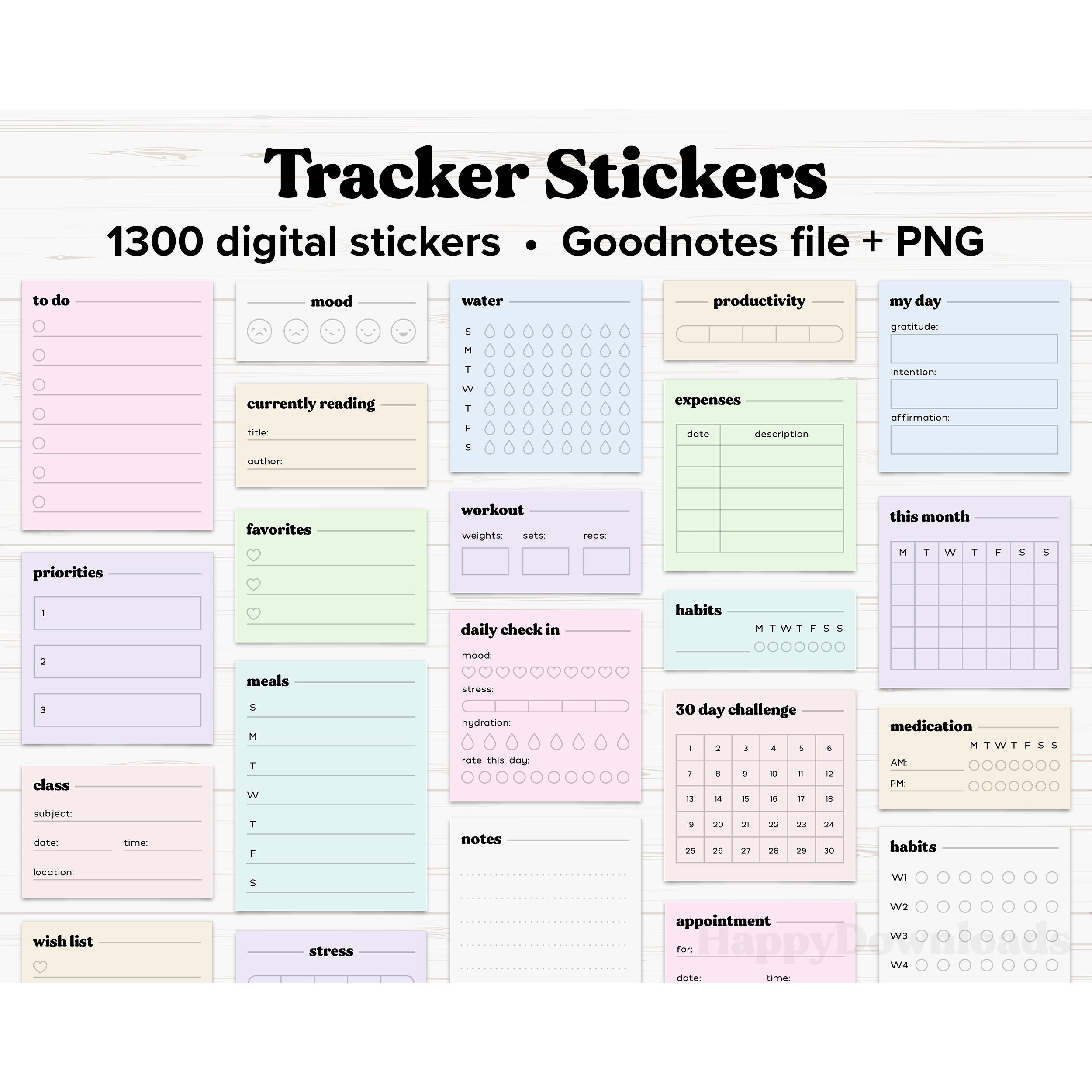 Notes Tracker Photo Trackers Digital Stickers, Digital Sticky Notes, Tracker Stickers ...