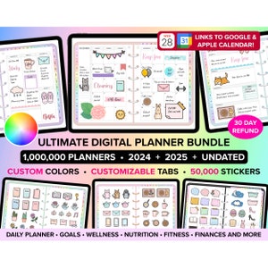 Digital Planner 2024 2025 Undated Digital Planners Goodnotes Planner iPad Planner Daily Planner Weekly Planner Digital Journal ADHD Planner