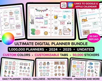 Digitale Planner 2024 2025 Ongedateerde Digitale Planners Goodnotes Planner iPad Planner Dagelijkse Planner Wekelijkse Planner Digitaal Journal ADHD Planner