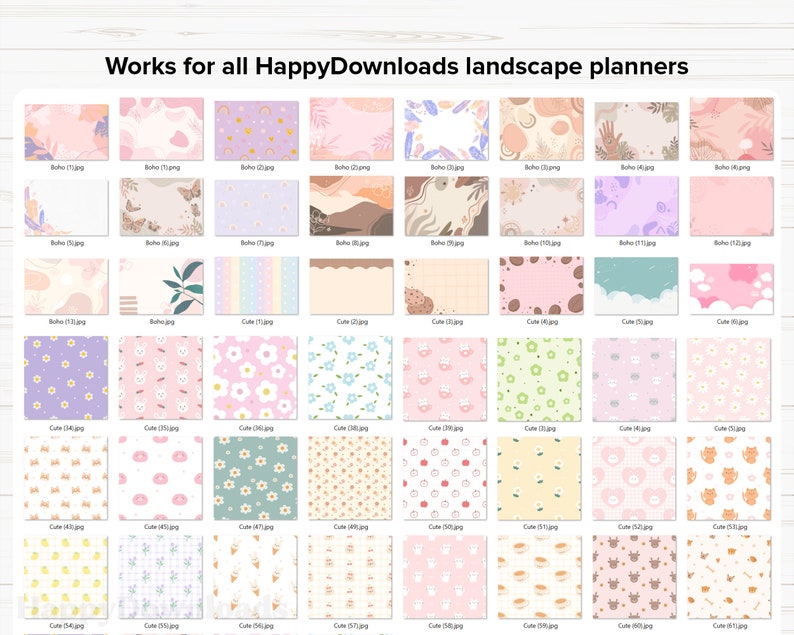 Anpassad samling av bakgrunder för planeringskalendern för HappyDownloads Landscape Digital Planners bild 8