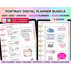 Digital Planner 2024 2025 Undated Planner Digital Journal ADHD Planner Goodnotes Planner iPad Planner Daily Planner Weekly Planner PORTRAIT