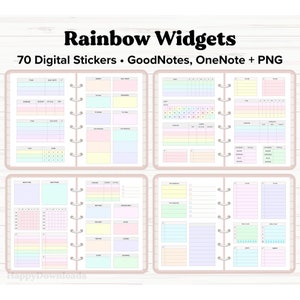 Rainbow Widgets Digital Stickers, Digital Planner Stickers, Tracker Stickers, Goodnotes Stickers, OneNote Stickers, iPad Stickers, PNG