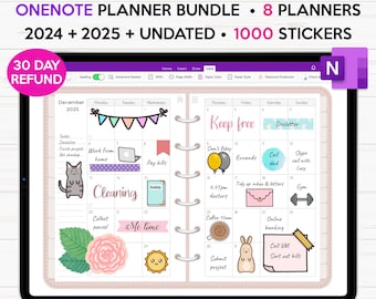 OneNote Digital Planner 2024 2025 & Undated, Hyperlinked OneNote Planner, Daily Planner, Weekly Monthly, OneNote Calendar, OneNote Templates