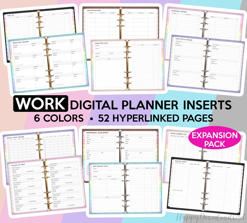 Work Digital Planner Inserts Templates Pack Goodnotes Etsy