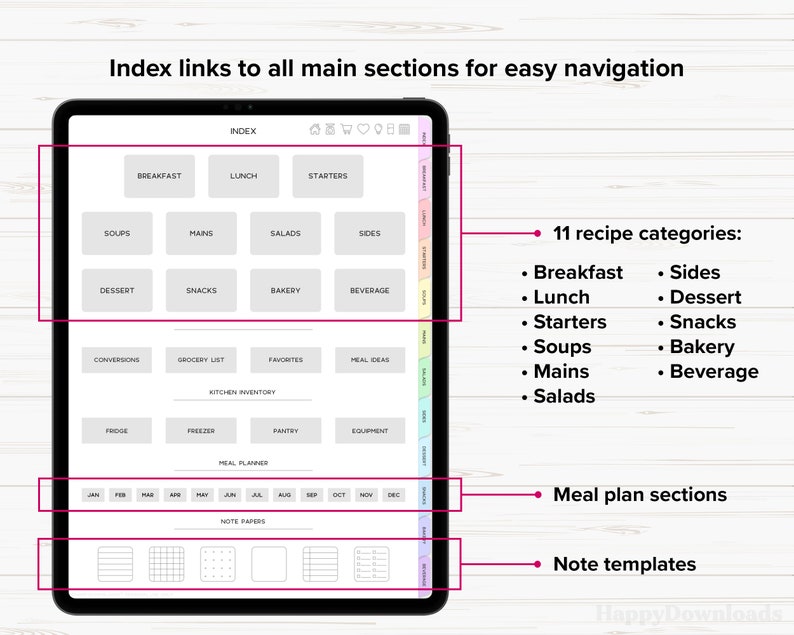 Digital Recipe Book, Digital Recipe Journal, Goodnotes Recipe Template, Digital Cookbook, Recipe Planner, Digital Meal Planner image 6
