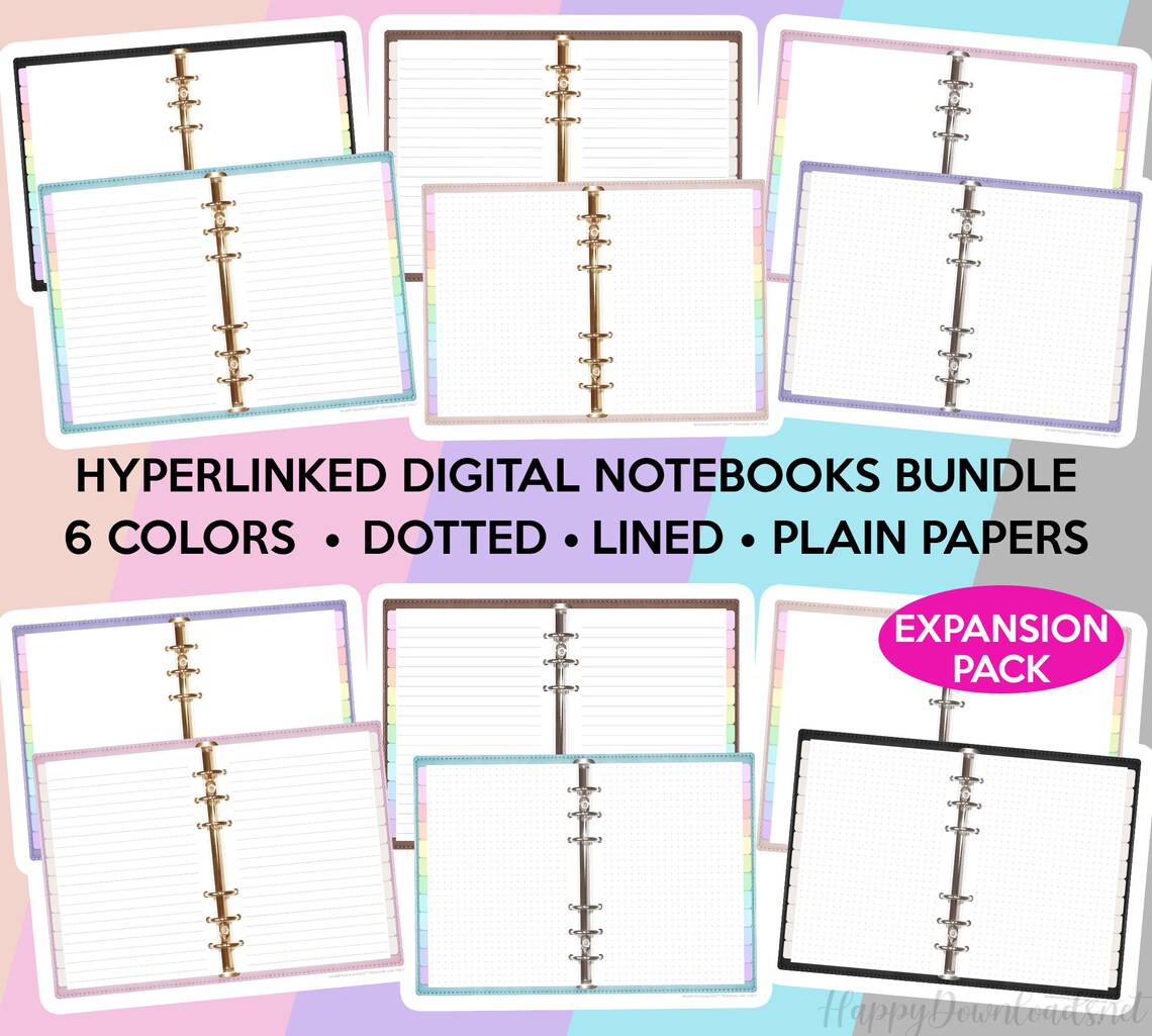 Hyperlinked Digital Notebook Bundle Lined Dotted Plain Paper Etsy