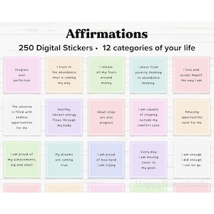 Affirmationen Digitale Aufkleber, Affirmation Aufkleber, Digital Planner Aufkleber, Goodnotes Aufkleber, Zitate Aufkleber, Gesetz der Anziehungskraft Karten