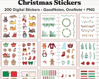 Christmas Digital Stickers, Christmas Stickers, Holiday Stickers, Goodnotes Stickers, Digital Planner Stickers, Xmas Stickers, OneNote