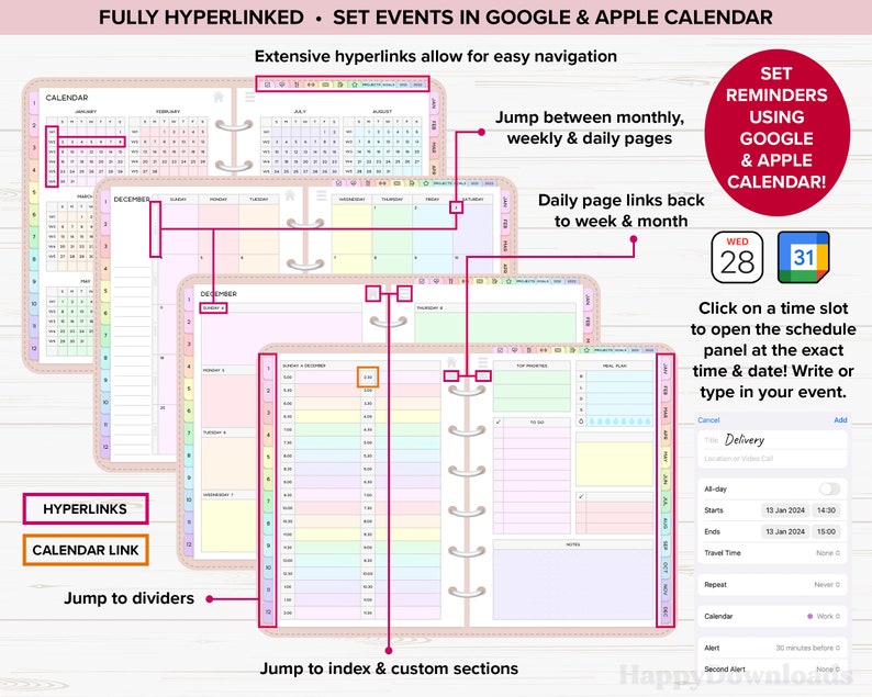 Digital Planner 2023 2024 Undated Digital Planners Goodnotes Etsy UK
