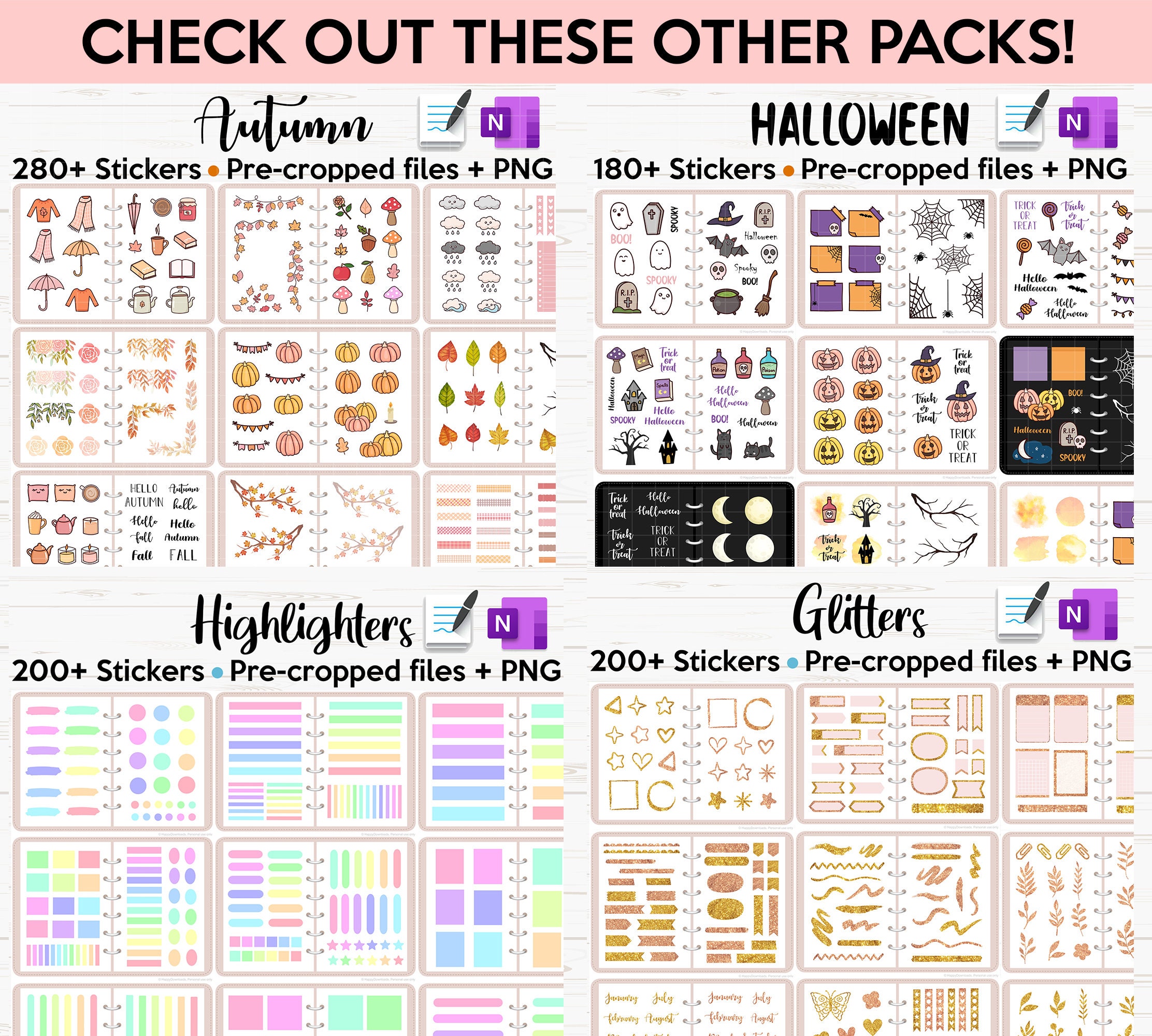 Onenote Digital Stickers, Everyday Icons Stickers, Daily Life Stickers ...