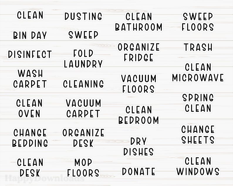 Cleaning Stickers Digital, Daily Chores Stickers, Digital Planner ...