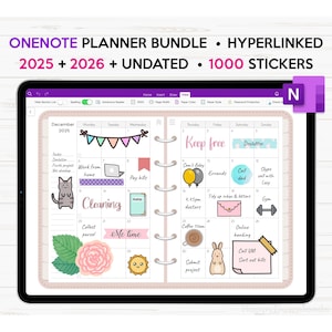 OneNote Planner 2025 2026 e senza data, OneNote Digital Planner 2025 con collegamento ipertestuale, modelli OneNote, Windows Planner, Surface Pro Planner