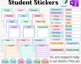Student Digital Stickers, Goodnotes Stickers, Student Stickers, Digital Planner Stickers, Study Stickers, School Stickers, iPad Stickers PNG