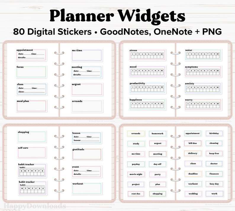 Planner Widgets Digital Stickers 80 Pack Widget Stickers Etsy Australia