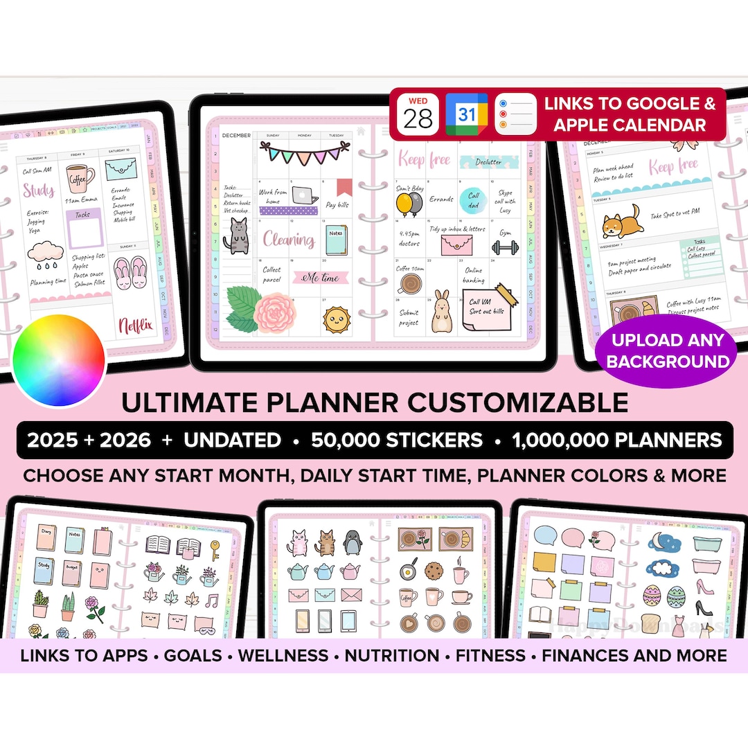 Custom Digital Planner 2025 2026 Undated Goodnotes Planner iPad Planner ...