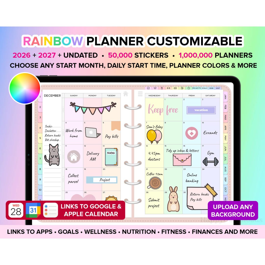 Digital Planner 2026 2027 Undated Goodnotes Planner iPad Planner Daily ...