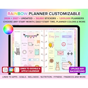 Digital Planner 2026 2027 Undated Goodnotes Planner iPad Planner Daily Weekly Planner Digital Journal ADHD Planner Goodnotes Template