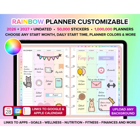 Digital Planner 2026 2027 Undated Goodnotes Planner iPad Planner Daily Weekly Planner Digital Journal ADHD Planner Goodnotes Template