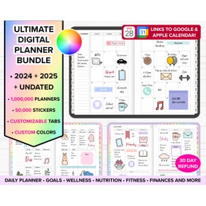 Digital Planner 2024 2025 Undated iPad Planner Goodnotes Planner Daily Planner Weekly Planner Digital Journal Digital Notebook ADHD Planner