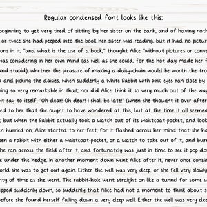May include: A black and white text excerpt from the book Alice's Adventures in Wonderland by Lewis Carroll. The text describes Alice's encounter with a White Rabbit wearing a waistcoat and carrying a pocket watch.