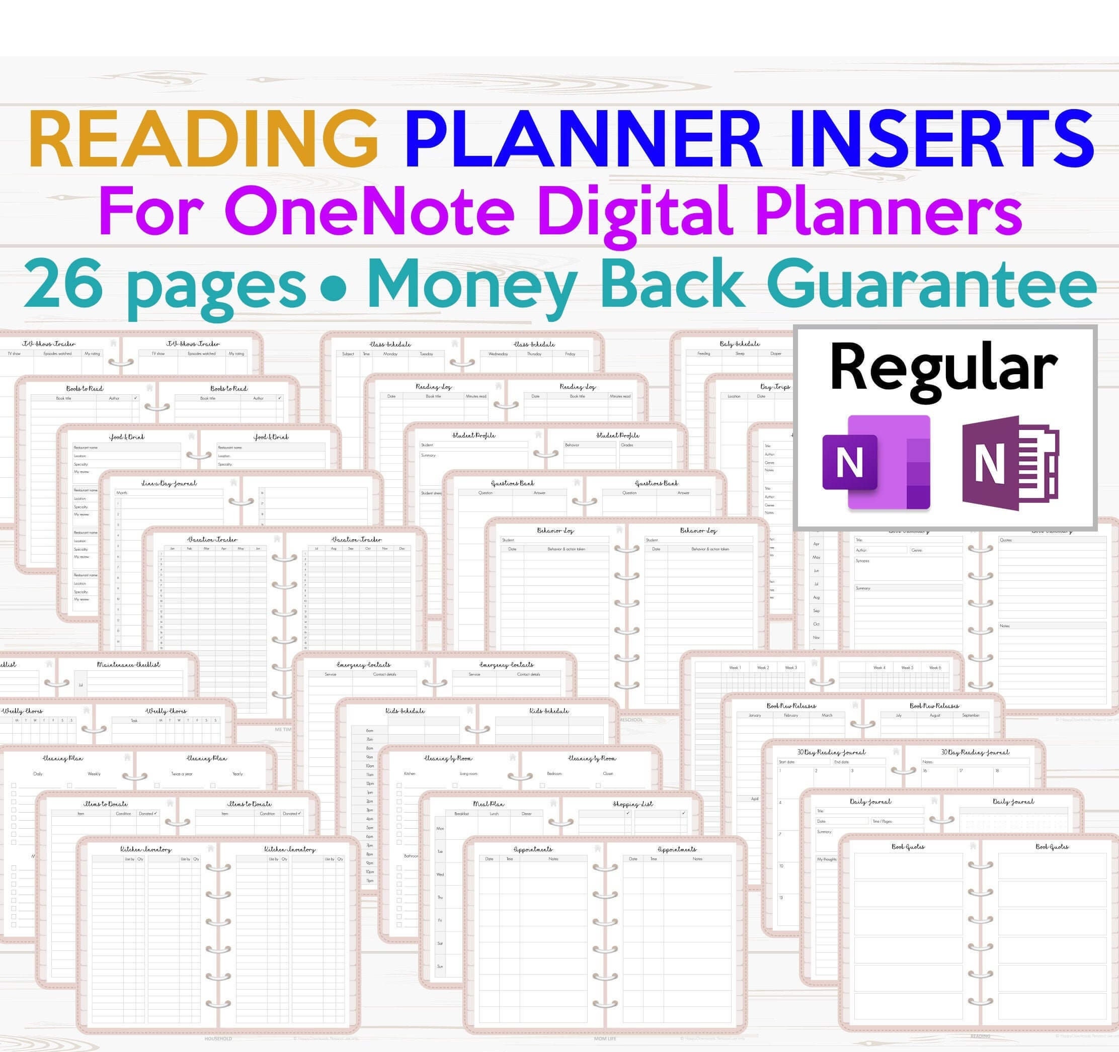 Reading Journal & Literary Log  Lights Planner Action Planner Inserts